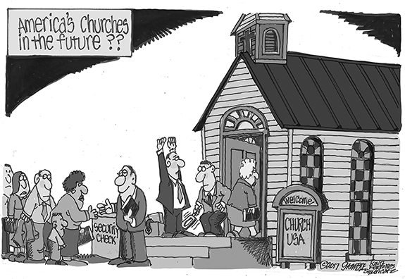 Editorial Cartoon: Church Security