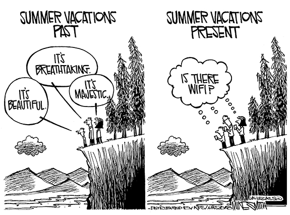 Editorial Cartoon: Wi-Fi Vacations